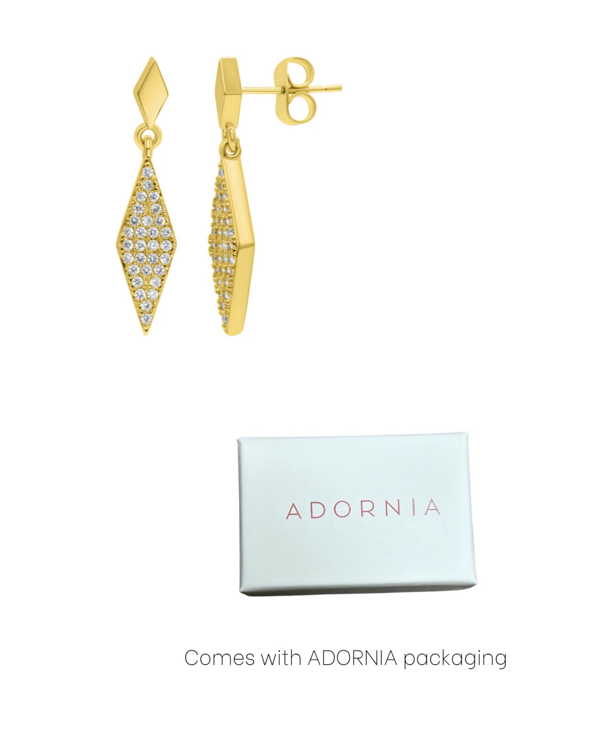 Adornia Gold Crystal Diamond-shaped Drop Earrings In Gold
