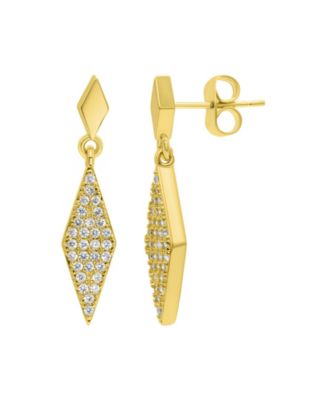 Gold Crystal Diamond-Shaped Drop Earrings