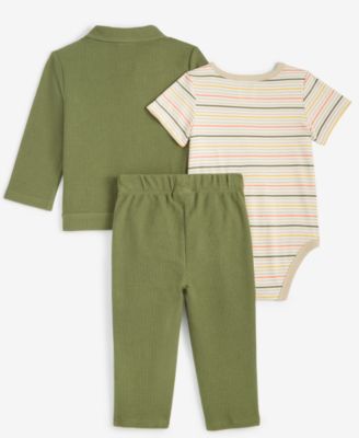 Baby Boys Home Stripe Jacket, Bodysuit and Pants Set, Created for Macy's