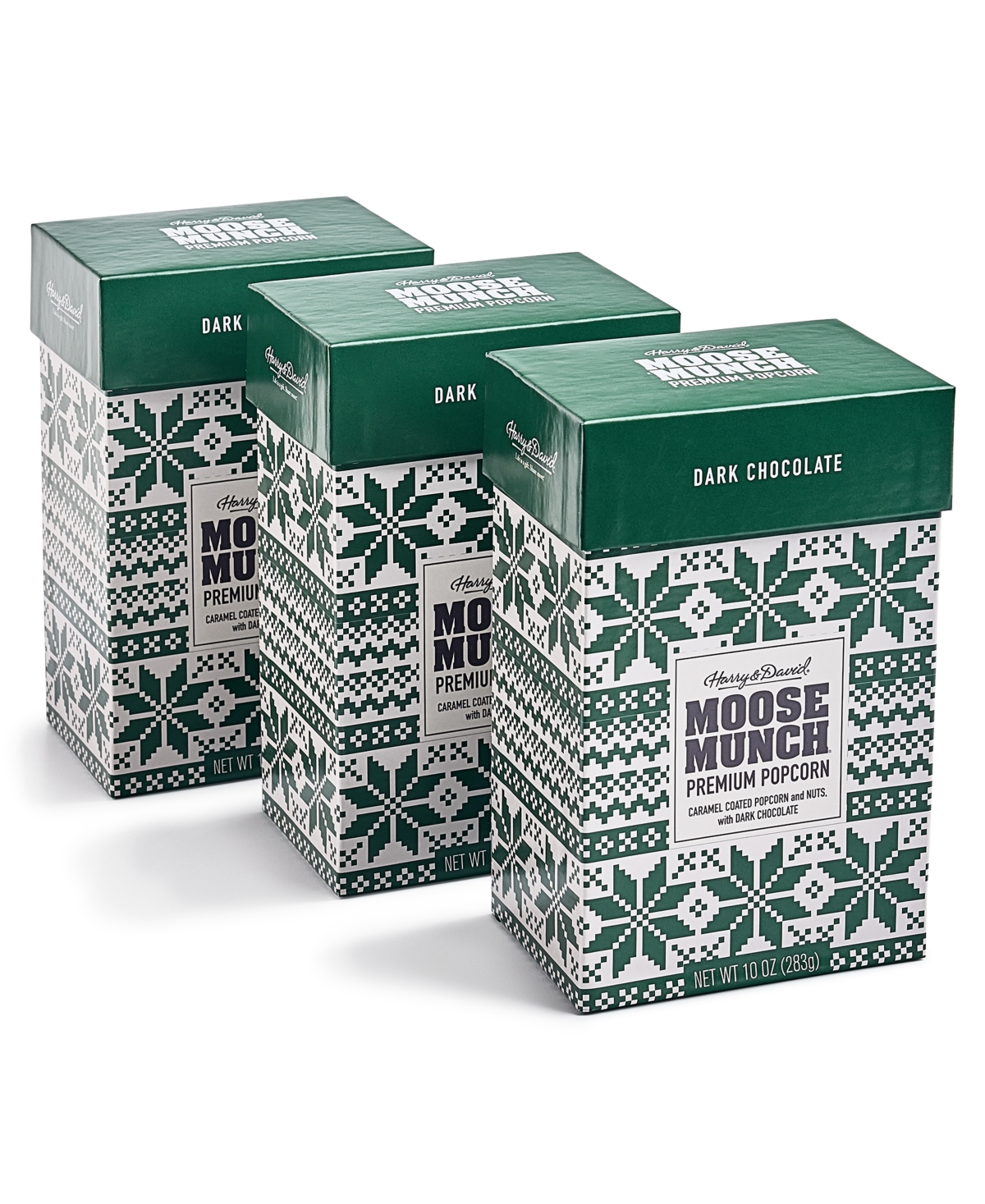 Harry & David 3 Pack Macy's Holiday Moose Munch oz. Premium Caramel Coated Popcorn with Nuts and Dark Chocolate Mix