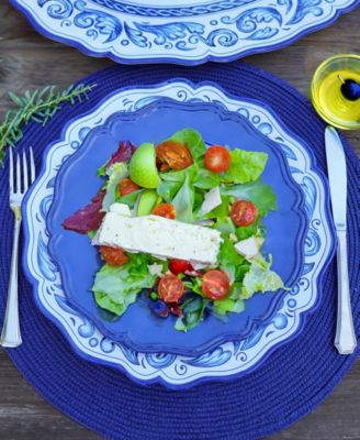 Blue Indigo Crackle Set of 4 Salad Plate 9", Service For 4
