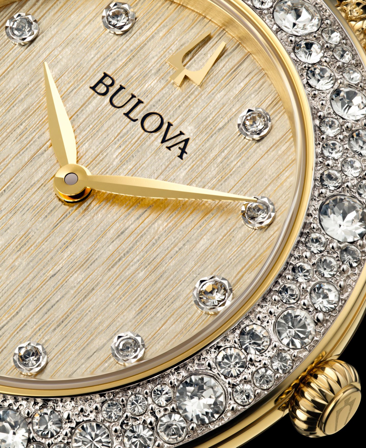 Женские часы Bulova Crystal Gold-Tone Stainless Steel Mesh Bracelet Watch 32mm — фото 5