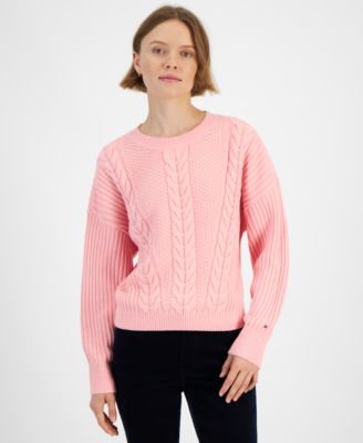 Tommy Hilfiger Women s Ribbed Cable Knit Sweater Macy s