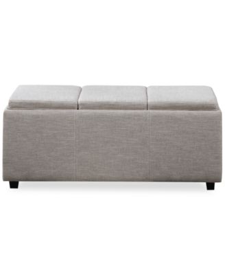 Avalon Fabric Rectangular Storage Ottoman with 3 Trays