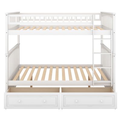  Full Over Full Bunk Bed With Drawers, Convertible