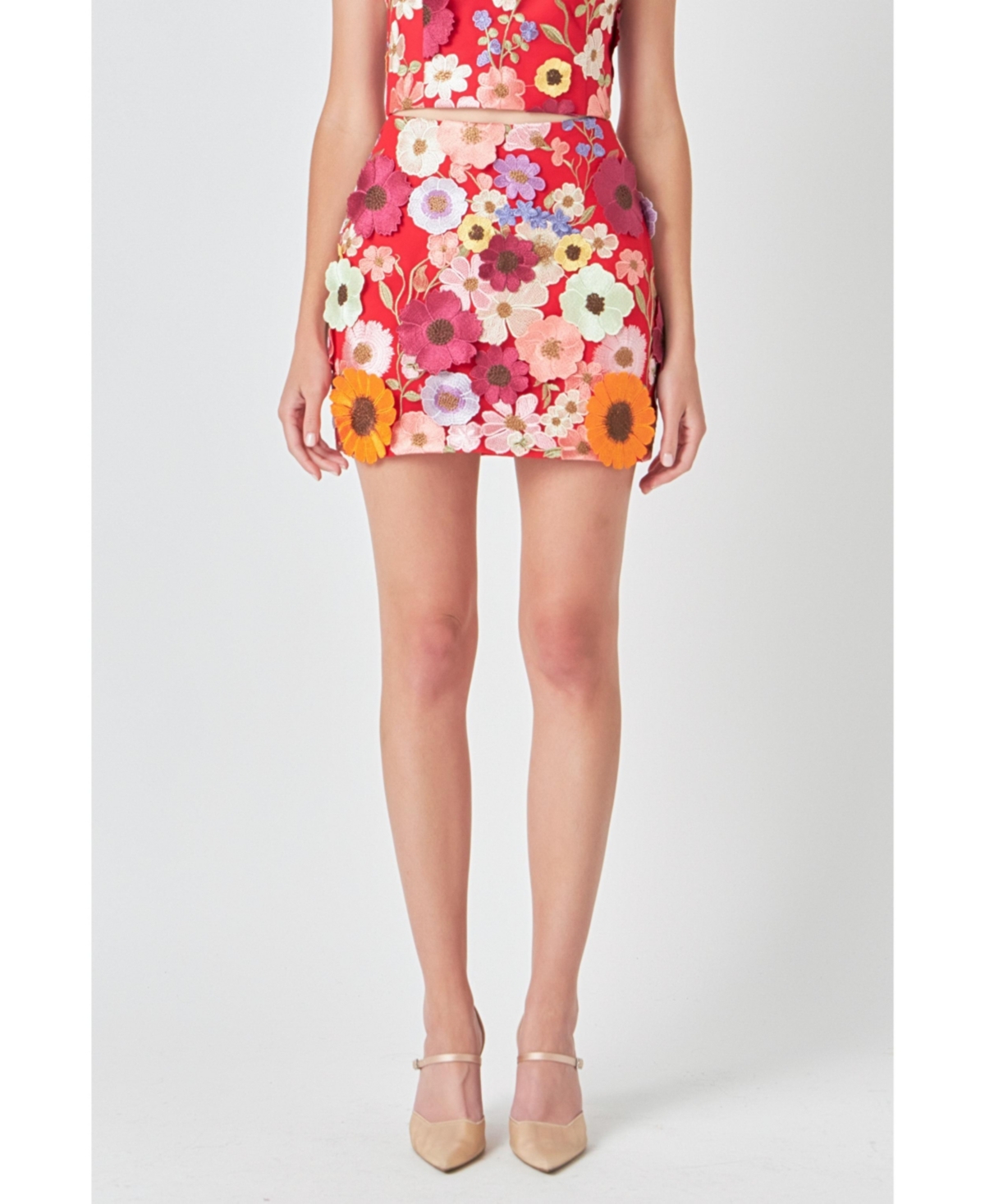 endless rose Women's Floral Embroidered Skirt