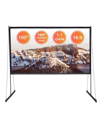 100" Portable Detachable Projector Screen with Stand Movie Projection 16:9 HD 1.1 Gain