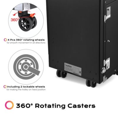 Aluminum Rolling Makeup Train Case with Table Salon Nail Trolley Cosmetic Organizer Black