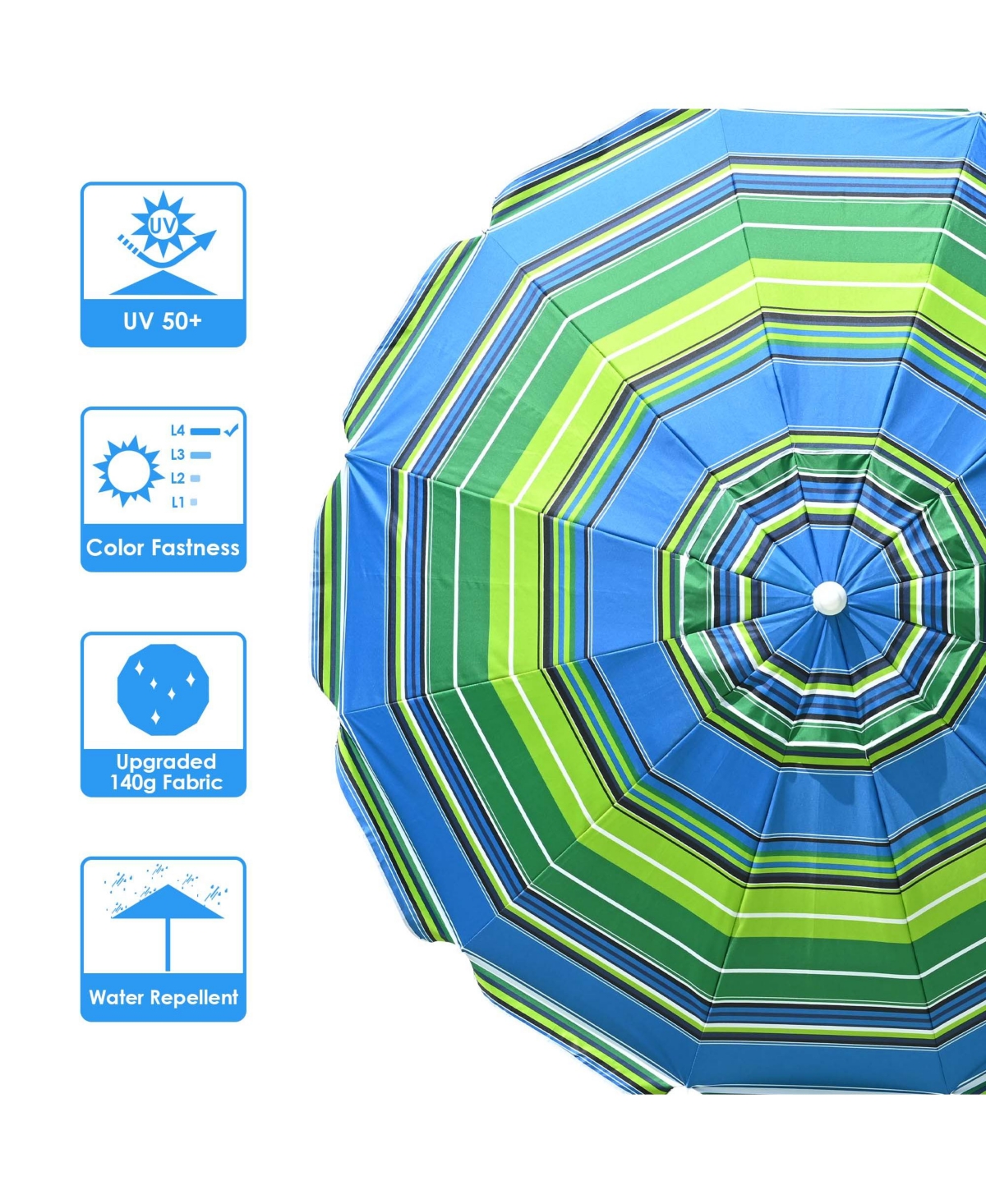 Yescom 5.6Ft Striped Outdoor Umbrella Uv Protection Sunshade Tilt Sand Anchor