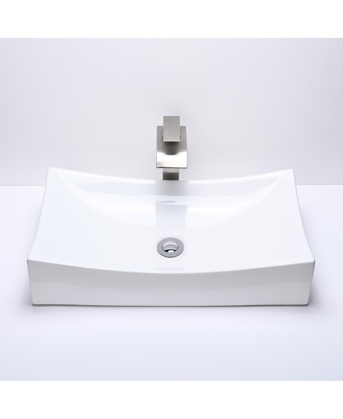Aquaterior Rectangle Countertop Ceramic Vessel Sink Kit Single Handle Faucet