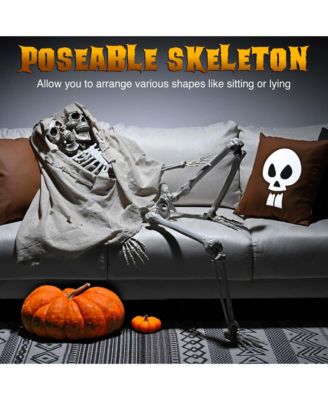 2 Pack 65" Two Headed Skeleton Bone Life Size Posable Prop Halloween Decoration