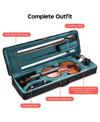Solid Wood Violin 4/4 Full Set Fiddle Matte Beginner Violin Full Size with Case Shoulder Rest for Student