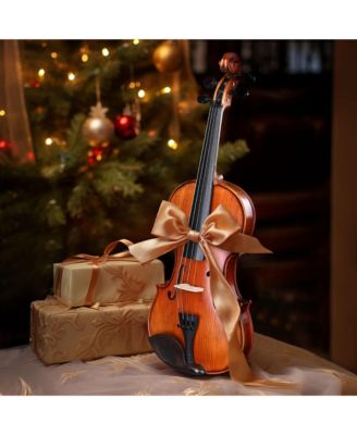 Solid Wood Violin 4/4 Full Set Fiddle Matte Beginner Violin Full Size with Case Shoulder Rest for Student