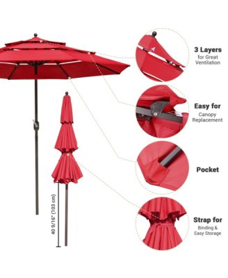3 Tier Patio Umbrella with Crank Handle Push to Tilt Home Garden