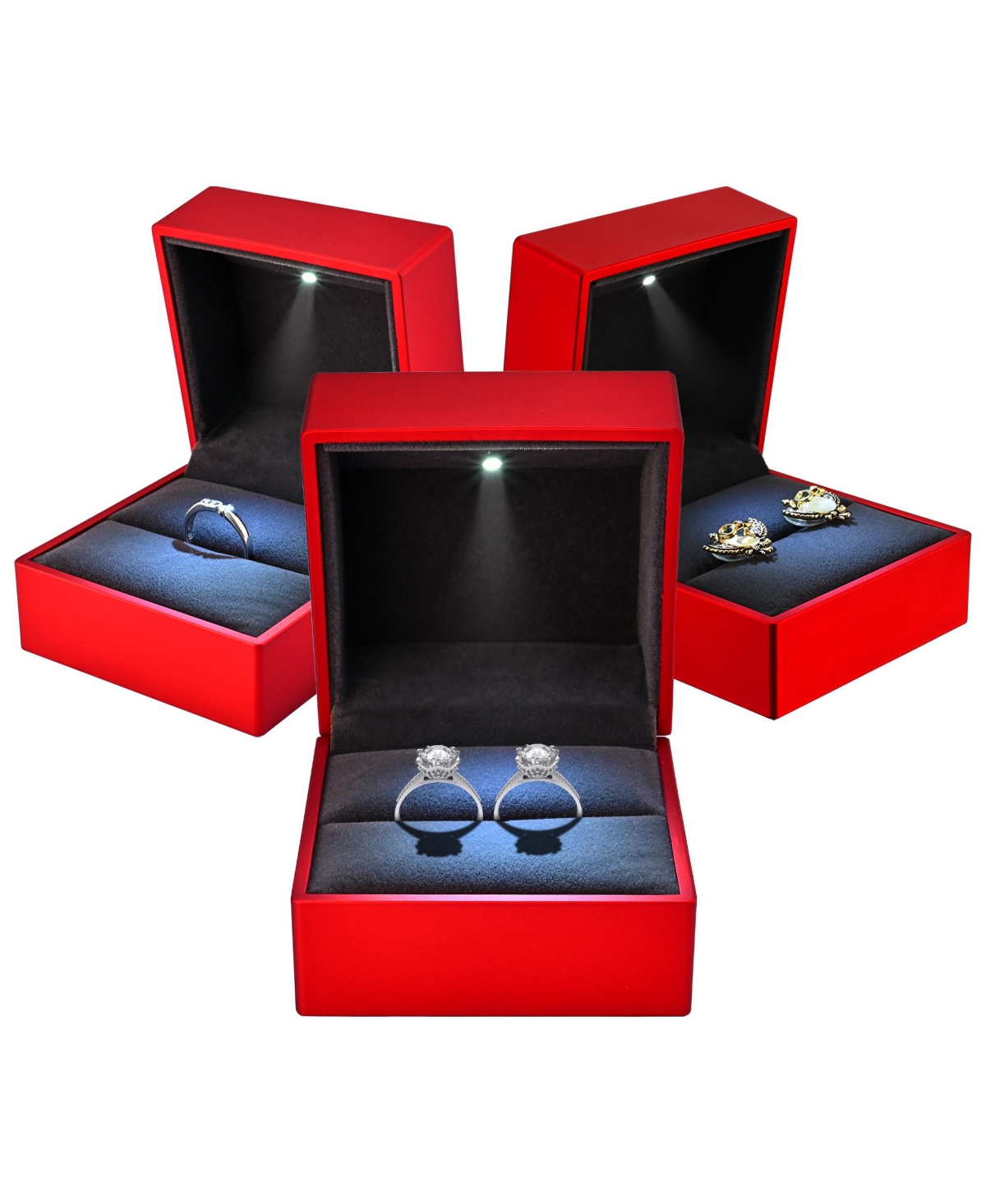 Yescom Heart Shape Led Ring Box Jewelry Wedding Engagement Proposal Light Case 2 Pack