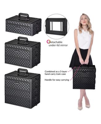 4in1 Rolling Makeup Case Cosmetic Train Case Organizer Storage Artist