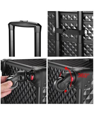 4in1 Rolling Makeup Case Cosmetic Train Case Organizer Storage Artist