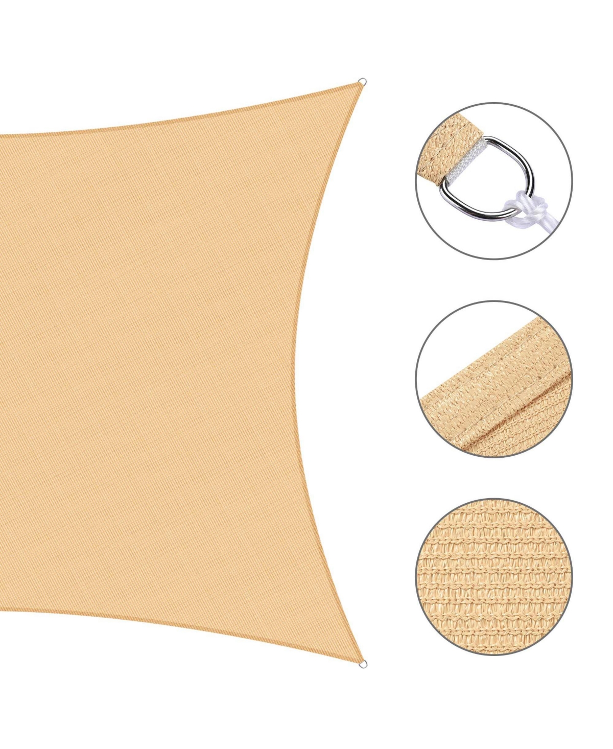 Yescom Rectangle Sun Shade Sail Canopy Awning 10Ft Detachable Pole Kit Outdoor - Mellow yellow+silver