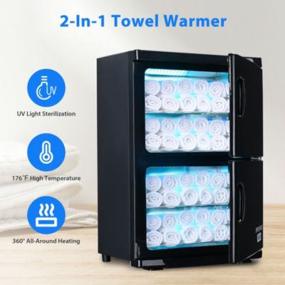 46L 2in1 Dual Cabinet Towel Warmer UV Sterilizer with 4 Racks for Salon Hotel