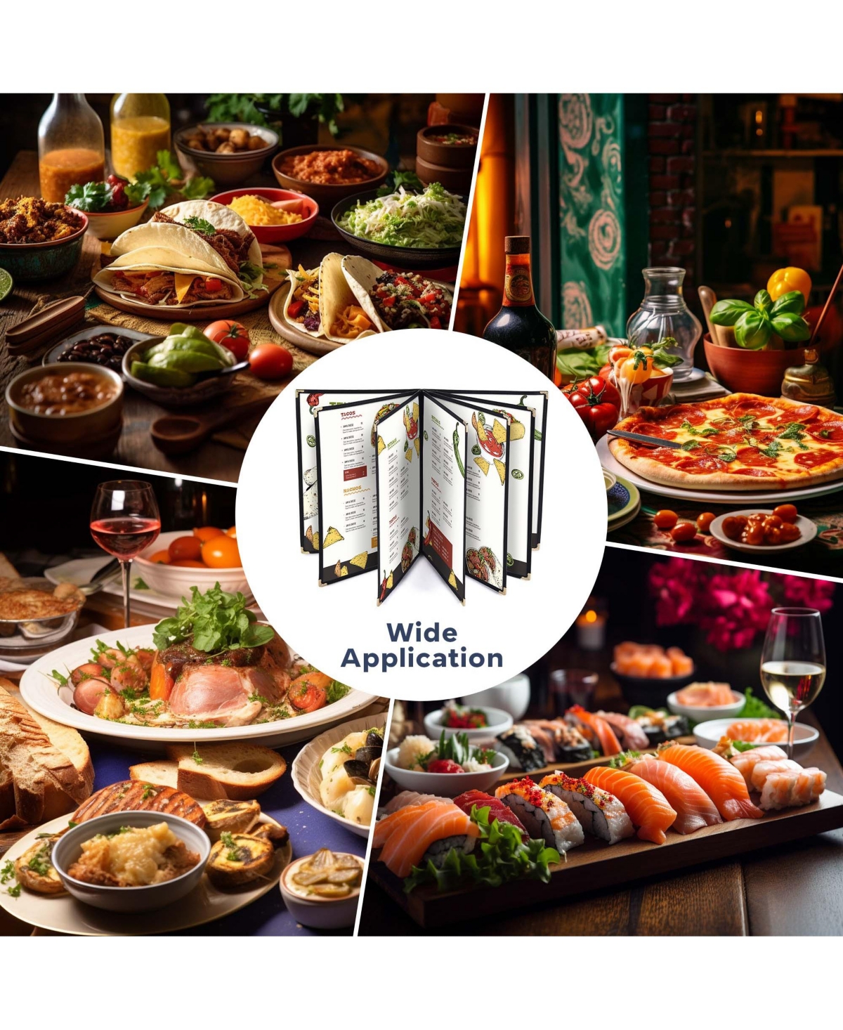 Yescom WeChef 20 Pack Restaurant Menu Covers 8.5 x 14 Book Style 7 Pages 14 Views Black