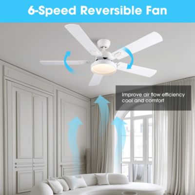 52" Ceiling Fan with Light & Remote 6 Speed Chandelier Lamp Reversible Indoor