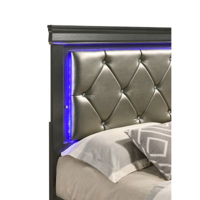 Streamdale Modern Brooklyn Full Size LED Bed Made With Wood In Gray