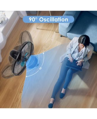 16'' Adjustable Oscillating Pedestal Fan Dual Blades w/Remote Control