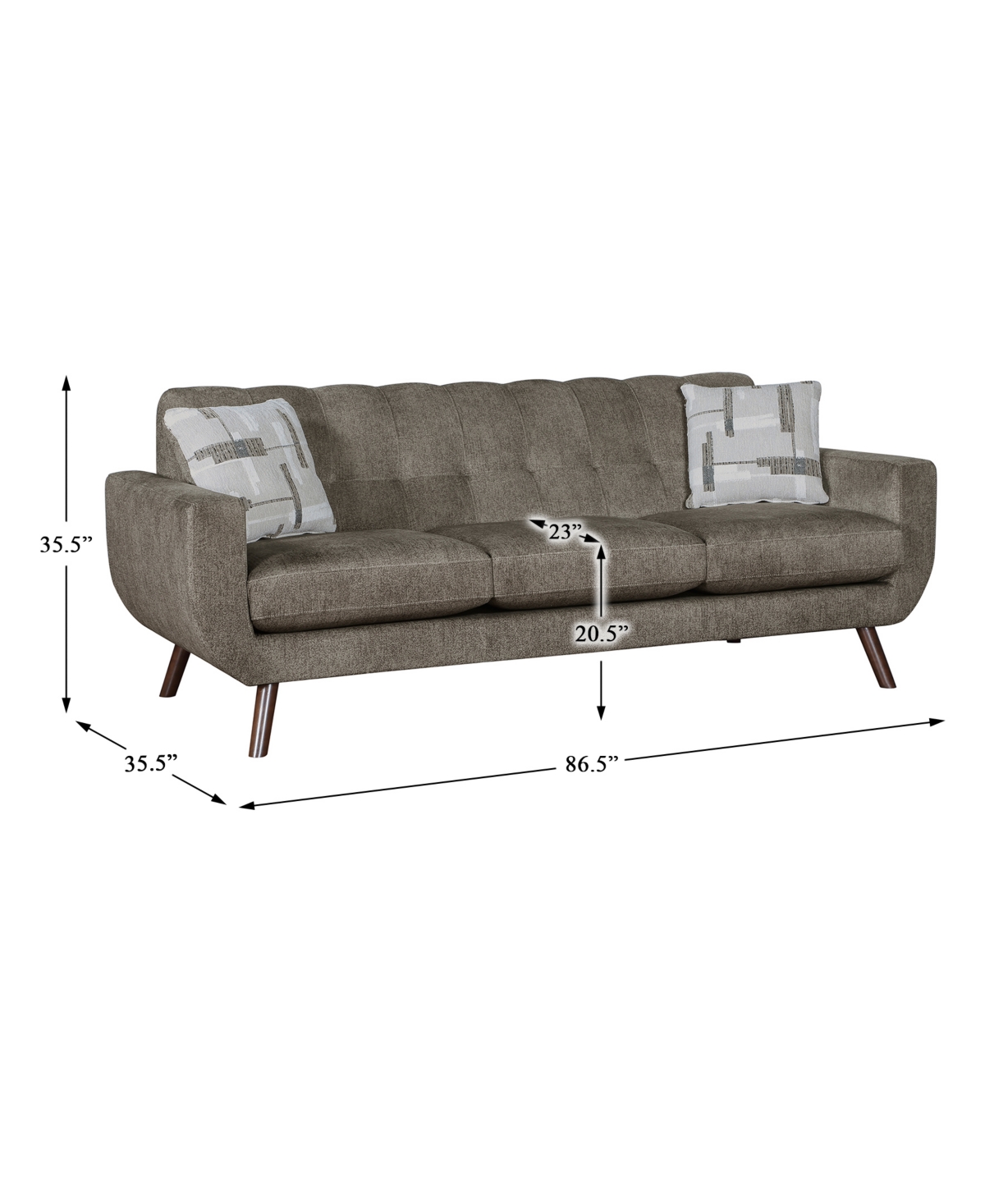 Homelegance White Label Lafael 87" Sofa In Brown