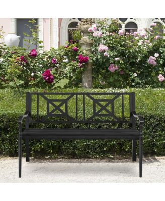 Patio Garden Bench with Powder Coated Steel Frame