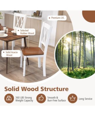 Set of 4 Wooden Farmhouse Kitchen Chairs with Rubber Wood Seat