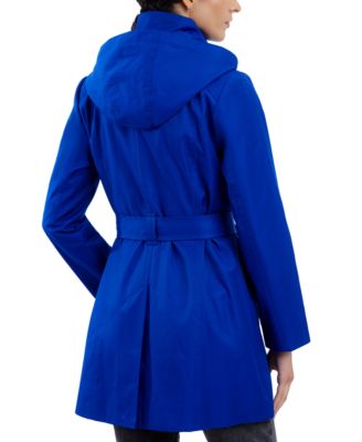 Women's Hooded Belted Zip-Front Raincoat