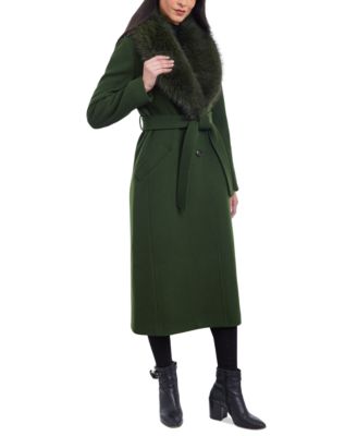Calvin klein faux fur wrap coat discount