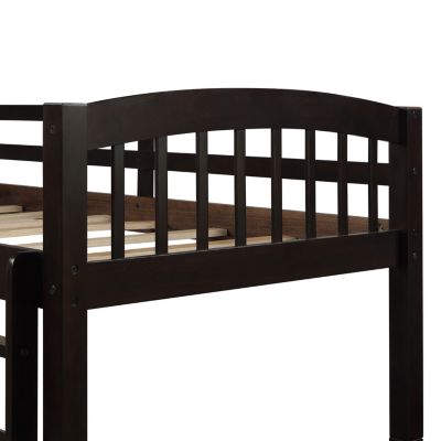 Twin Bunk Bed with Ladder, Rail, Trundle and Drawers