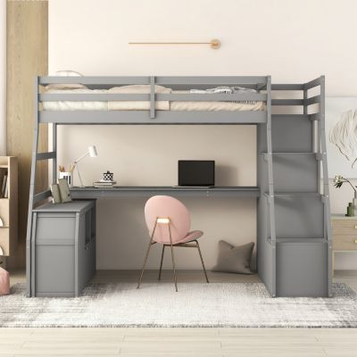 Streamdale Twin Size Loft Bed With With 7 Drawers 2 Shelves And Desk
