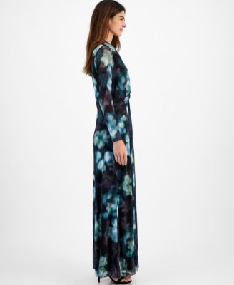 Anne Klein Women's Long-Sleeve Twist-Front Maxi Dress - Macy's