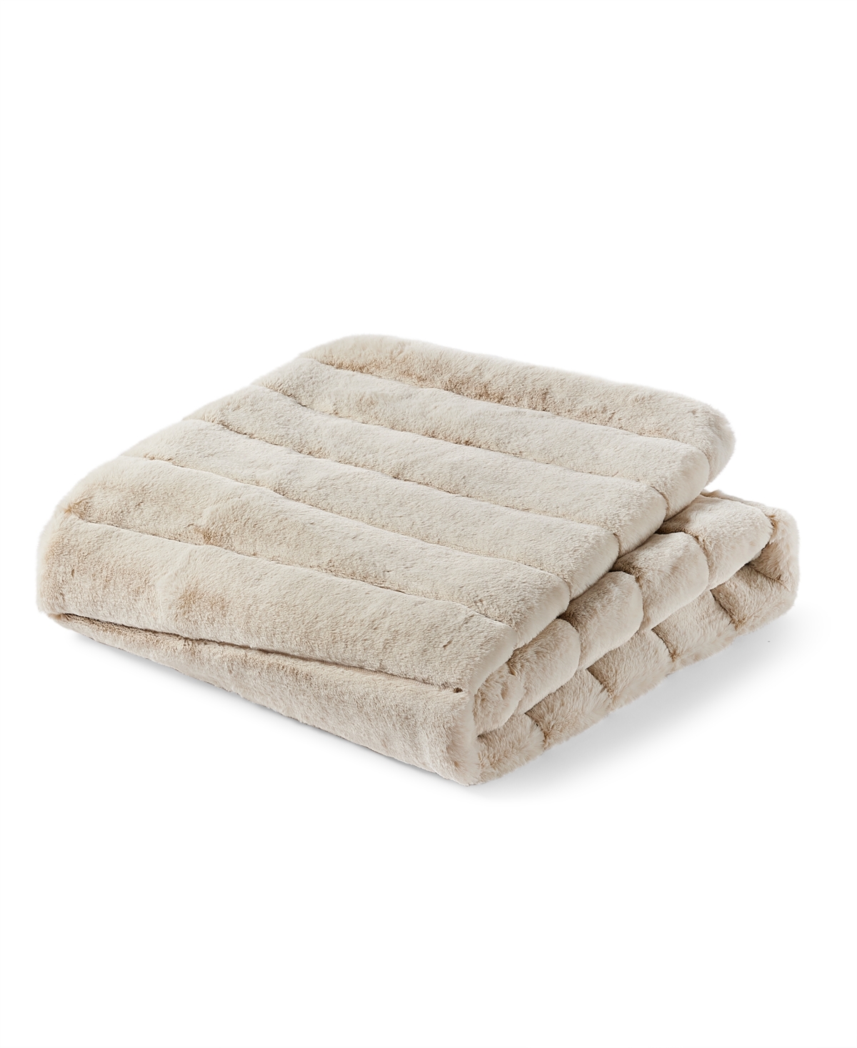 Hotel Collection Channeled Faux Fur Throw, 50" X 60", Exclusively At Macy's In Vanilla