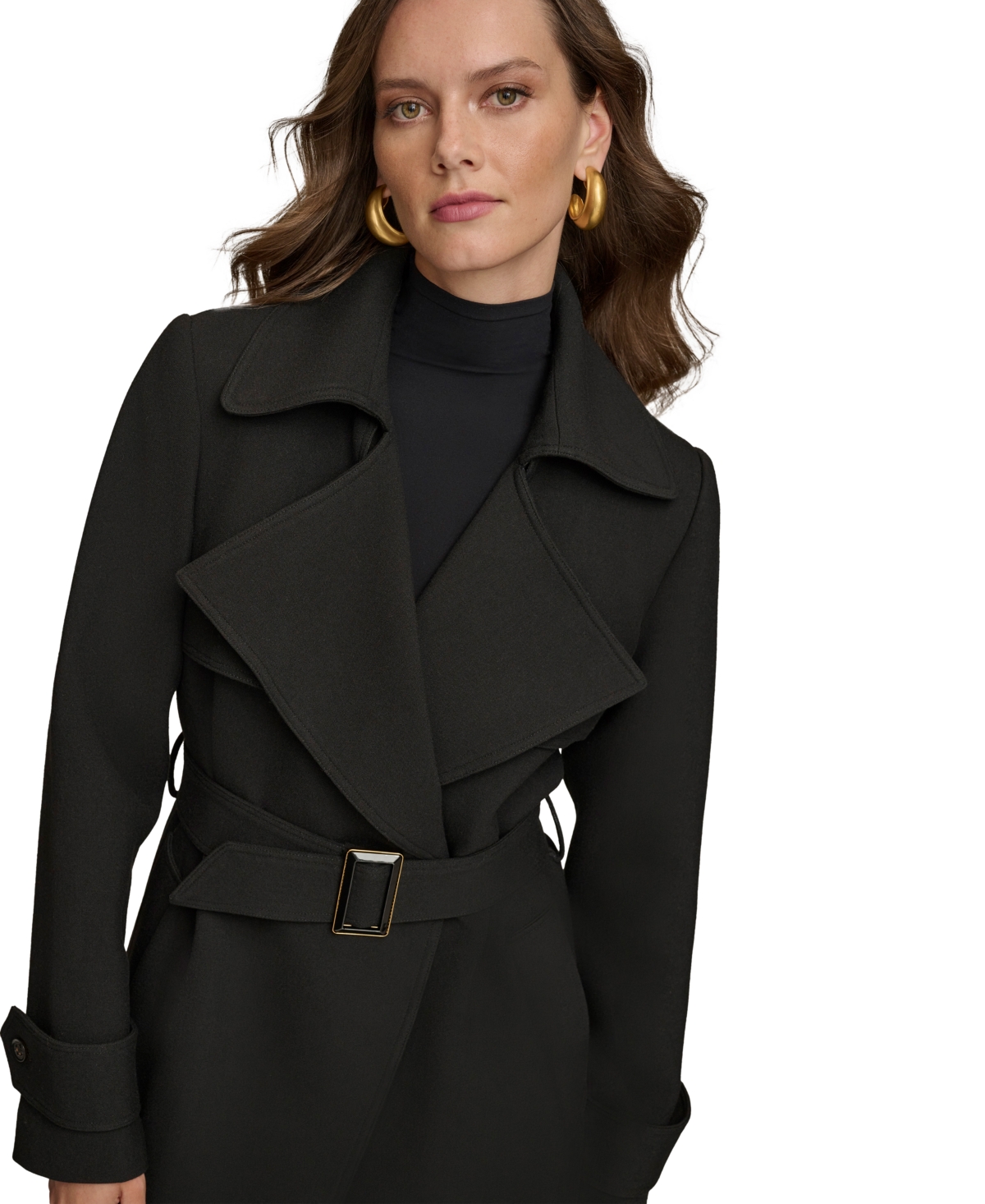 Donna Karan Women's Belted Notched-collar Trench Coat In Black
