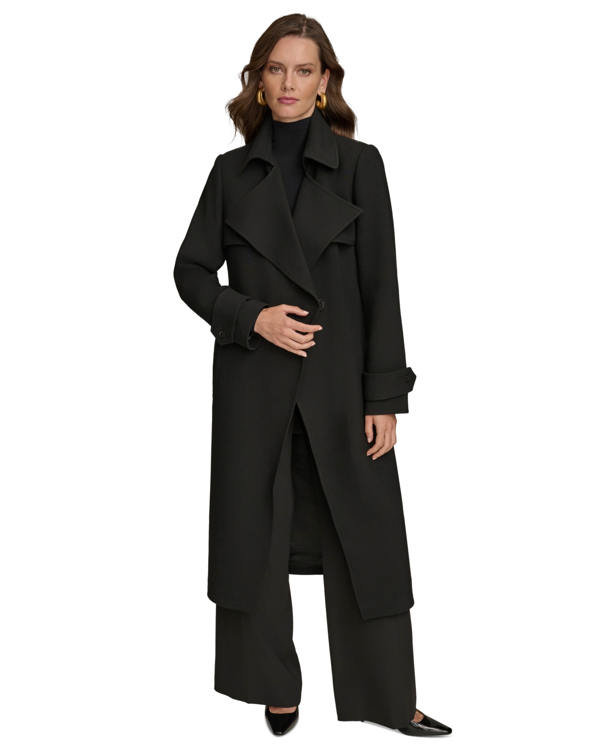 Donna Karan Women's Belted Notched-collar Trench Coat In Black