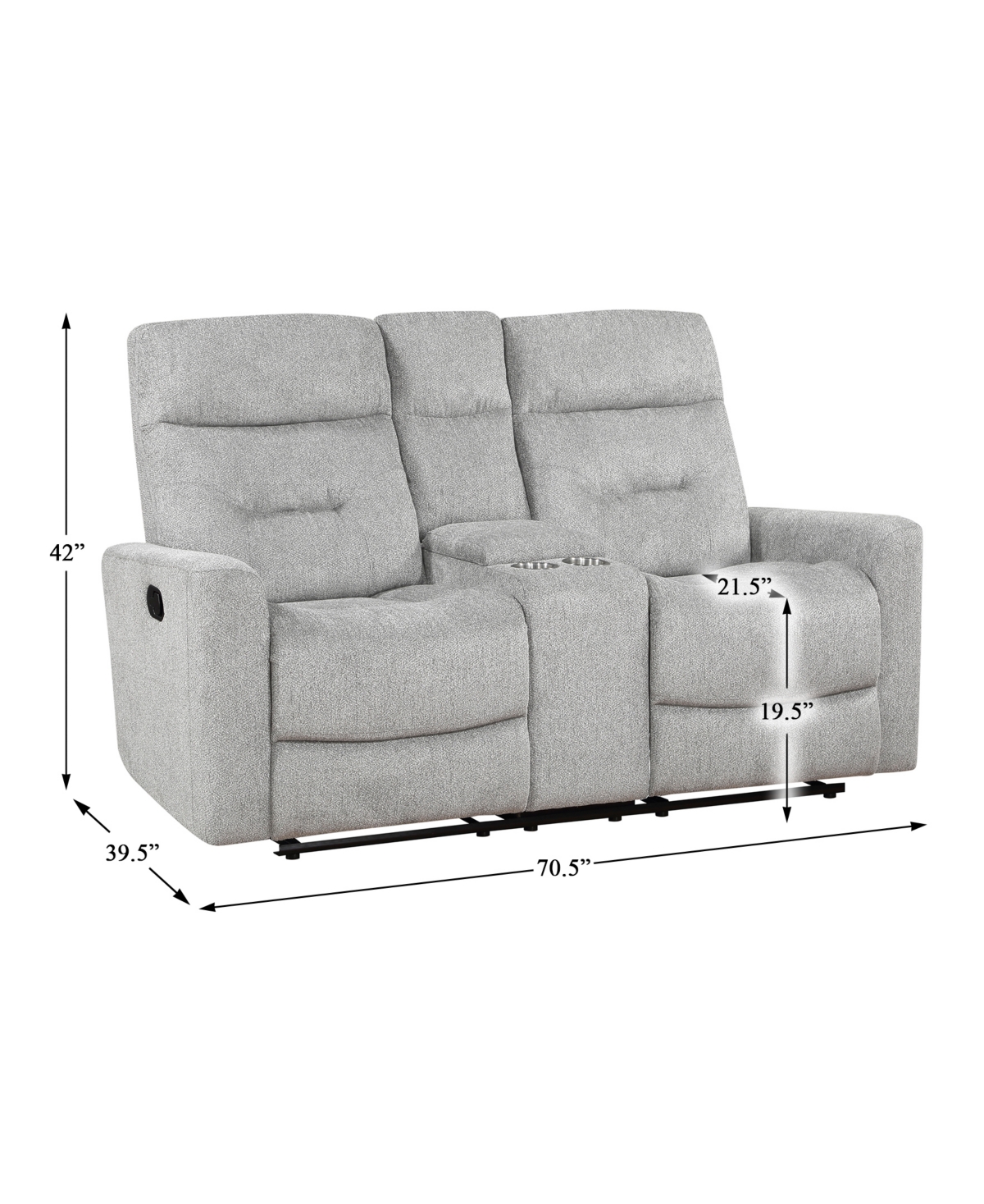 HOMELEGANCE WHITE LABEL BORNEO 71" DOUBLE RECLINING LOVE SEAT WITH CENTER CONSOLE 