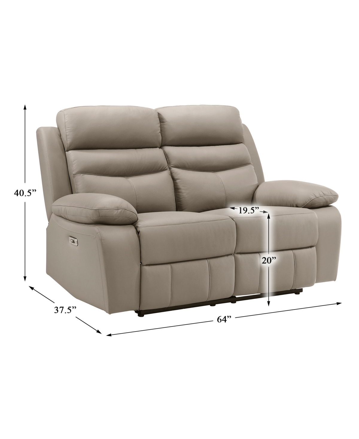 HOMELEGANCE WHITE LABEL RITTMAN 64" POWER DOUBLE RECLINING LOVE SEAT 