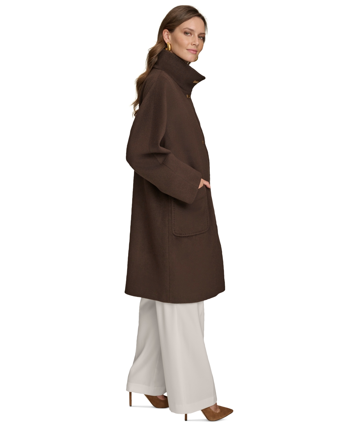 Donna Karan New York Women's Stand-Collar Single-Breasted Coat