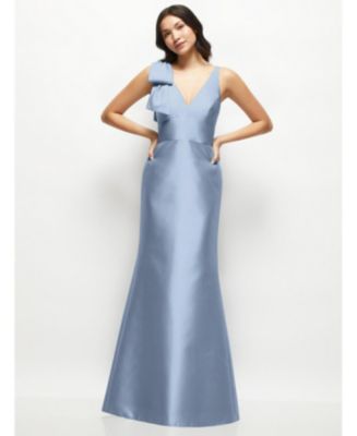 navy blue dress for baby girl Jewel-Neck V-Back Maxi Dress with Mini Sash by Alfred Sung D825 available  in 35 colours main image 0