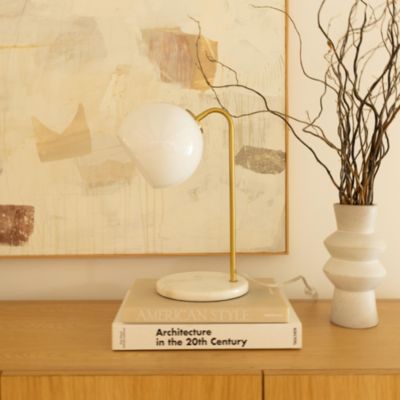 Krystal 14.5" LED Desk Lamp with Marble Base and Gold Accent