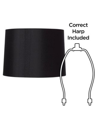 Black Medium Hardback Drum Lamp Shade 13" Top x 14" Bottom x 10.25" Slant x 10" High (Spider) Replacement with Harp and Finial