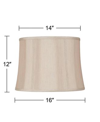 Taupe Medium Softback Round Lamp Shade 14" Top x 16" Bottom x 12" High (Spider) Replacement with Harp and Finial