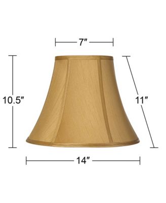 Set of 2 Bell Lamp Shades Coppery Gold Medium 7" Top x 14" Bottom x 10.5" High Spider with Replacement Harp and Finial