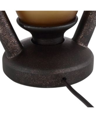 Horace Rustic Table Lamps 25 1/4" High Set of 2 Brown with Nightlight Miner Lantern Oatmeal Drum Shade for Bedroom Living Room