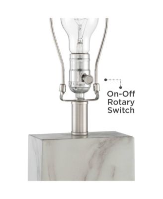 Connie Modern Table Lamps 25" High Set of 2 White Faux Marble with USB Charging Ports Rectangular Shade for Living Room Office Desk House