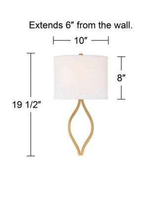 Modern Wall Light Sconce Warm Brass Hardwired 19 1/2" High Fixture Half Moon Linen Shade for Bedroom Living Room