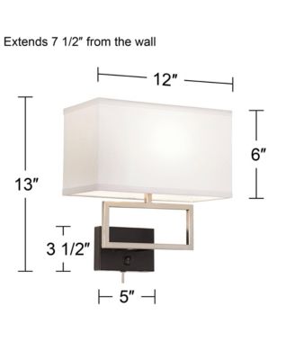 Trixie Modern Wall Lamp Brushed Nickel Plug-in 12" Light Fixture Rectangular Shade for Bedroom Reading Living Room Hallway House